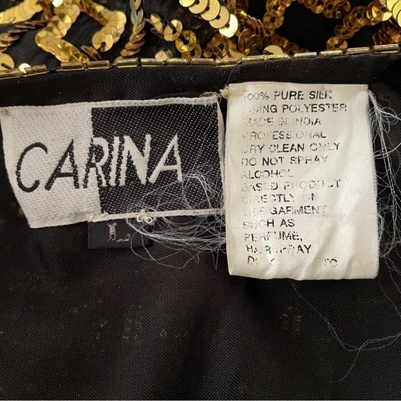 Carina Vintage gold sequin silk top with hook and eye Large - Picture 7 of 7